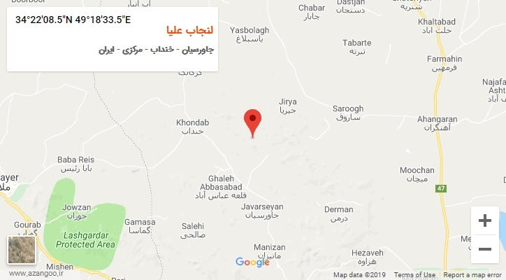 روستای لنجاب علیا بر روی نقشه