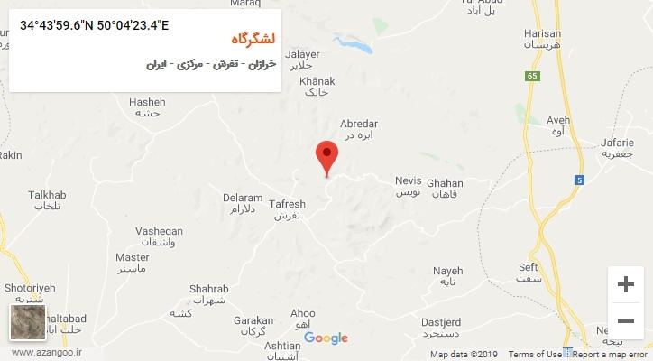روستای لشگرگاه بر روی نقشه
