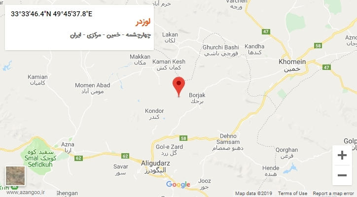 روستای لوزدر بر روی نقشه