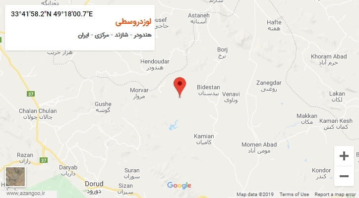 روستای لوزدروسطی بر روی نقشه