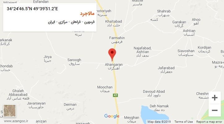 روستای مالاجرد بر روی نقشه