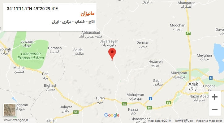 روستای مانیزان بر روی نقشه