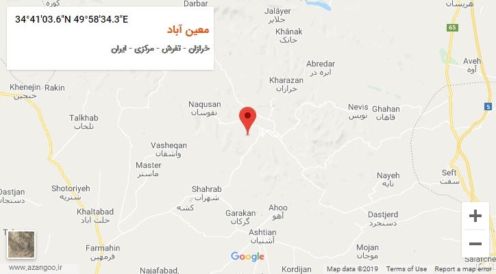 روستای معین آباد بر روی نقشه