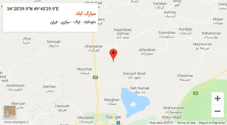 روستای مبارک آباد بر روی نقشه
