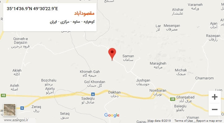 روستای مقصودآباد بر روی نقشه