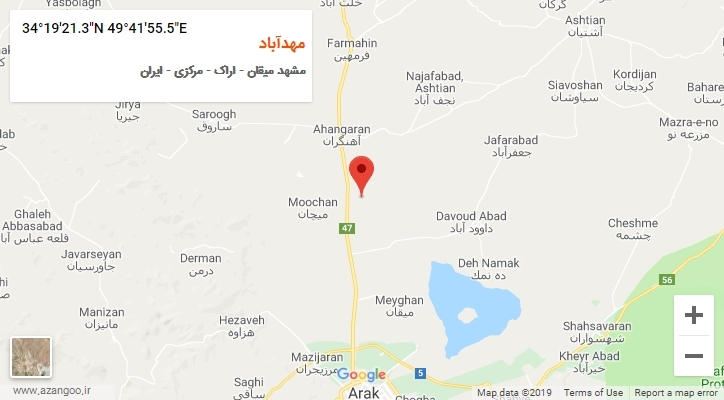 روستای مهدآباد بر روی نقشه