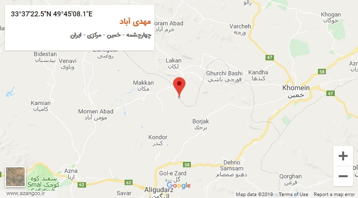 روستای مهدی آباد بر روی نقشه