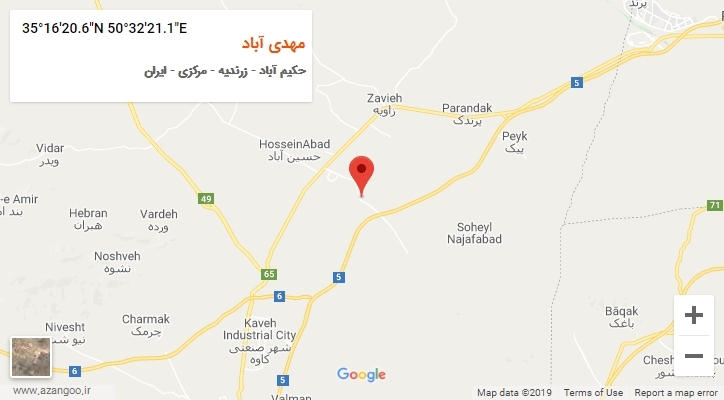 روستای مهدی آباد بر روی نقشه