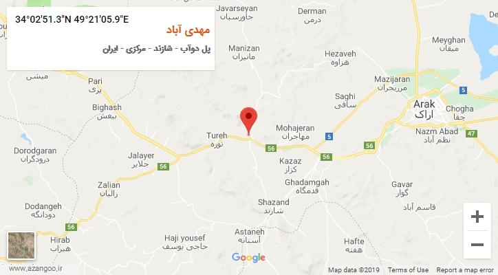 روستای مهدی آباد بر روی نقشه