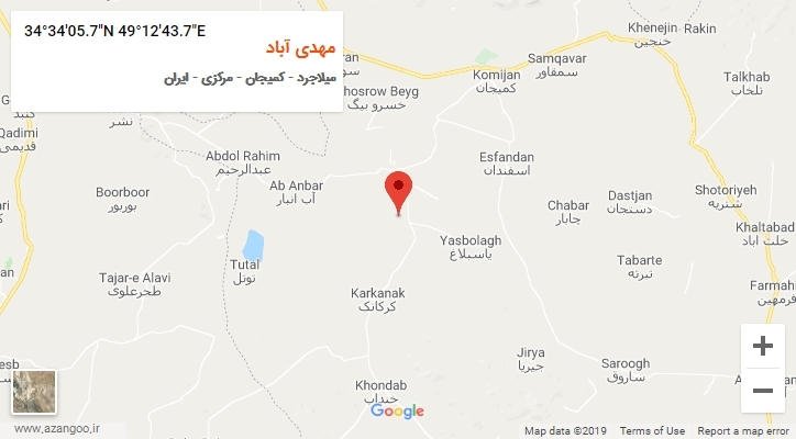 روستای مهدی آباد بر روی نقشه