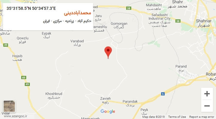 روستای محمدآباددینی بر روی نقشه