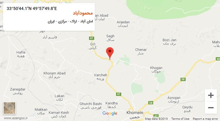 روستای محمودآباد بر روی نقشه