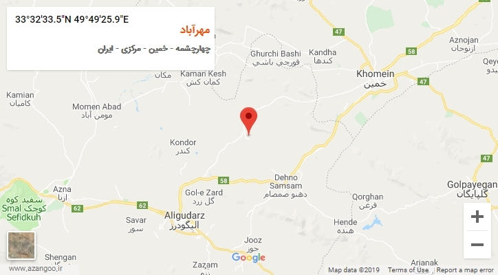 روستای مهرآباد بر روی نقشه