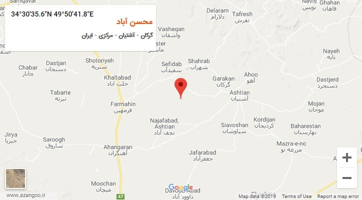 روستای محسن آباد بر روی نقشه