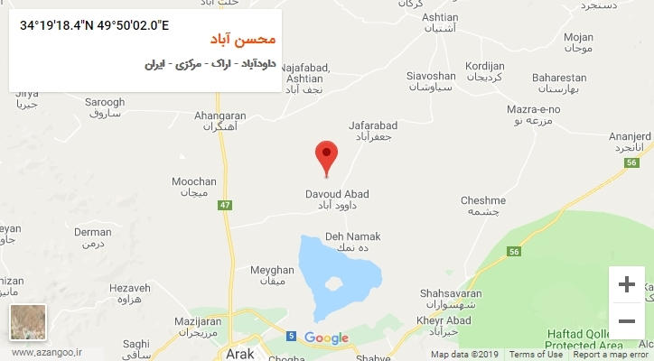 روستای محسن آباد بر روی نقشه