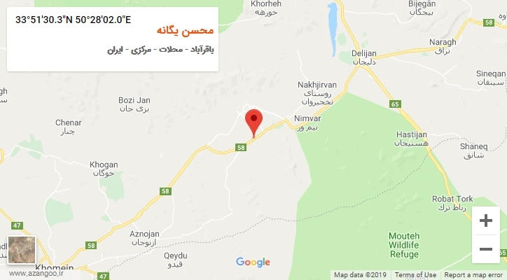 روستای محسن یگانه بر روی نقشه