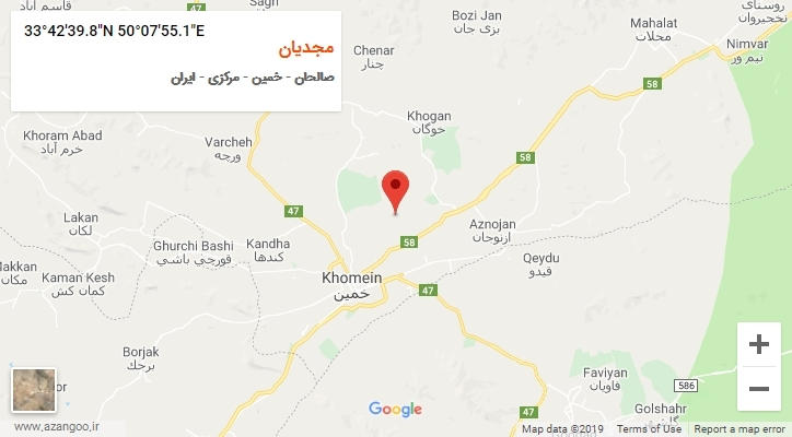 روستای مجدیان بر روی نقشه
