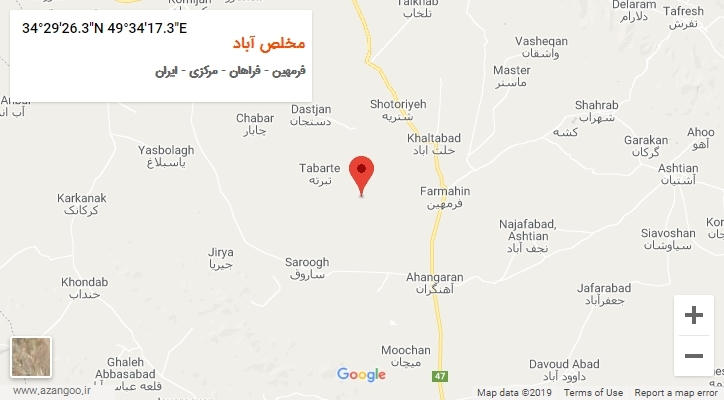 روستای مخلص آباد بر روی نقشه