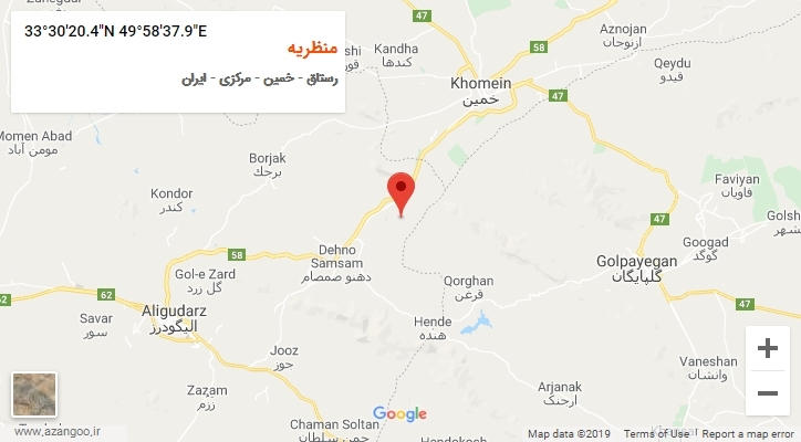 روستای منظریه بر روی نقشه