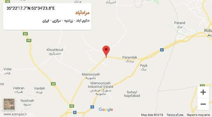 روستای مرادآباد بر روی نقشه