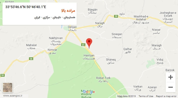 روستای مراده بالا بر روی نقشه