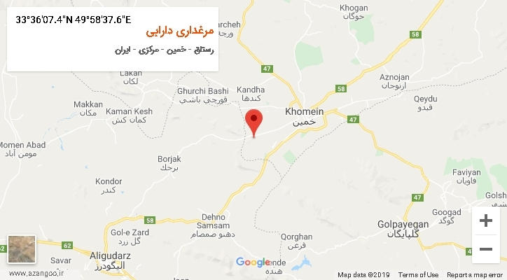 روستای مرغداری دارابی بر روی نقشه