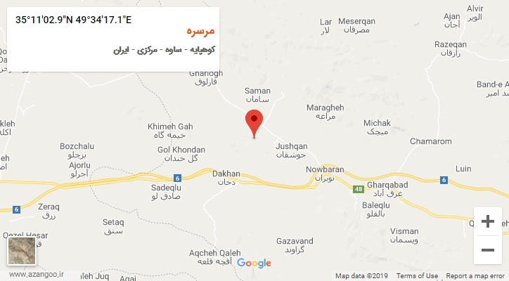 روستای مرسره بر روی نقشه
