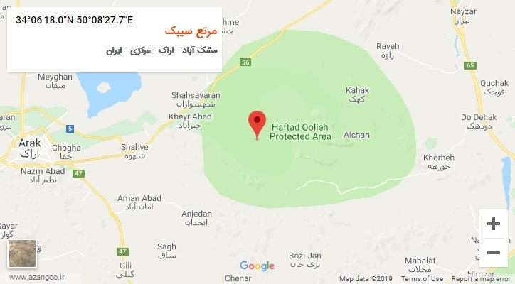 روستای مرتع سیبک بر روی نقشه