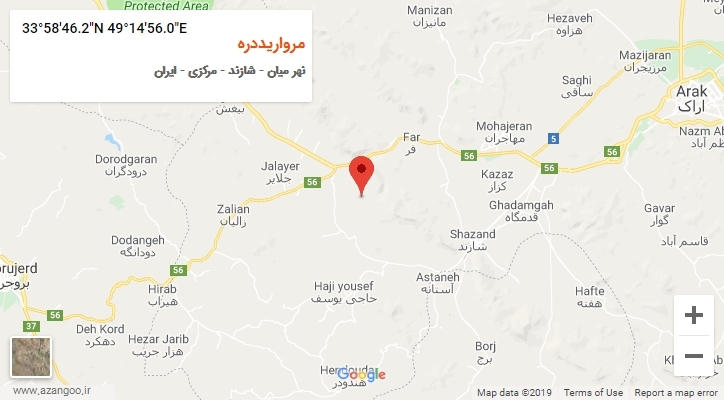 روستای مرواریددره بر روی نقشه