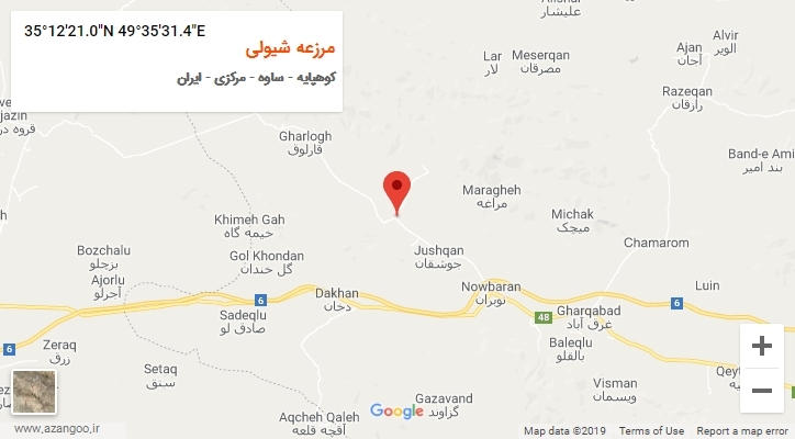 روستای مرزعه شیولی بر روی نقشه