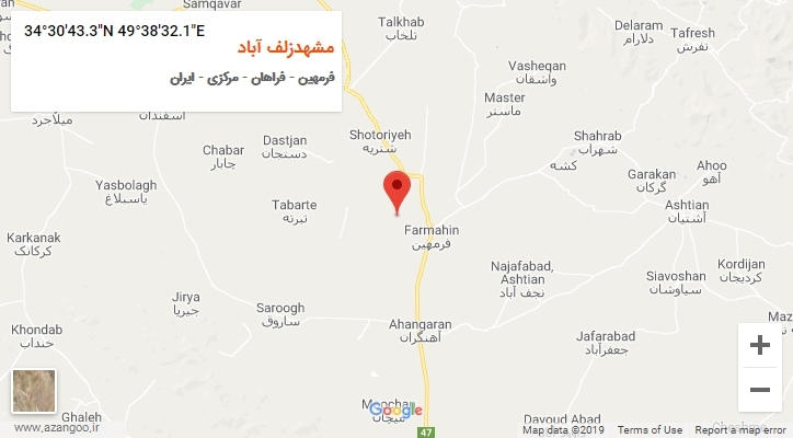 روستای مشهدزلف آباد بر روی نقشه