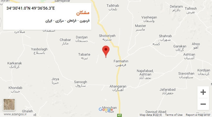 روستای مشکان بر روی نقشه