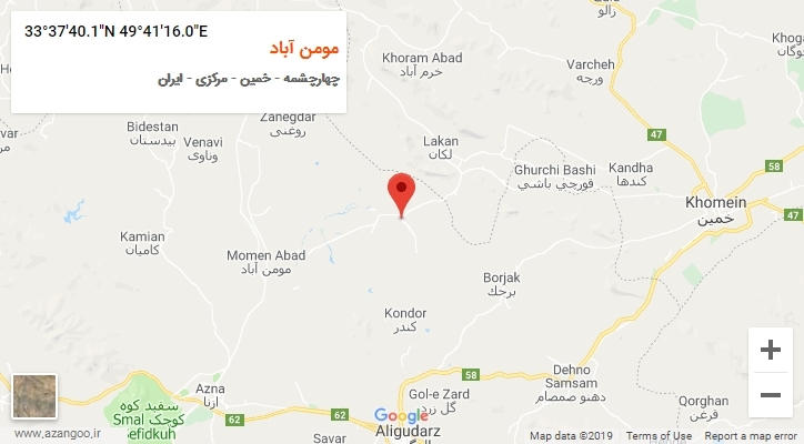 روستای مومن آباد بر روی نقشه