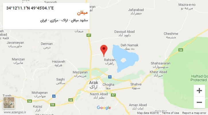 روستای میقان بر روی نقشه