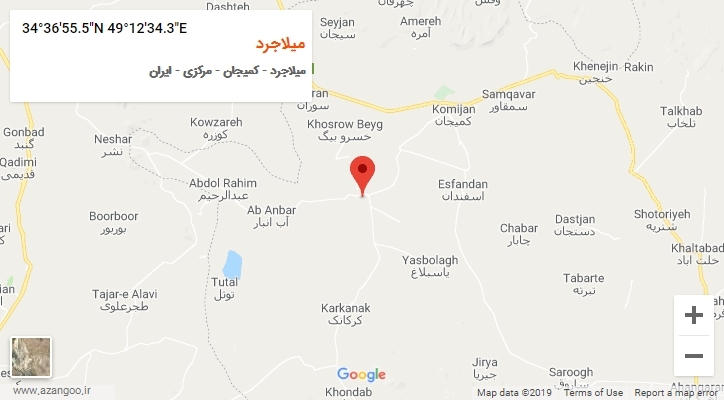 روستای میلاجرد بر روی نقشه