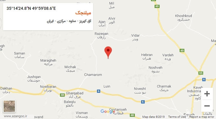 روستای میلنجک بر روی نقشه