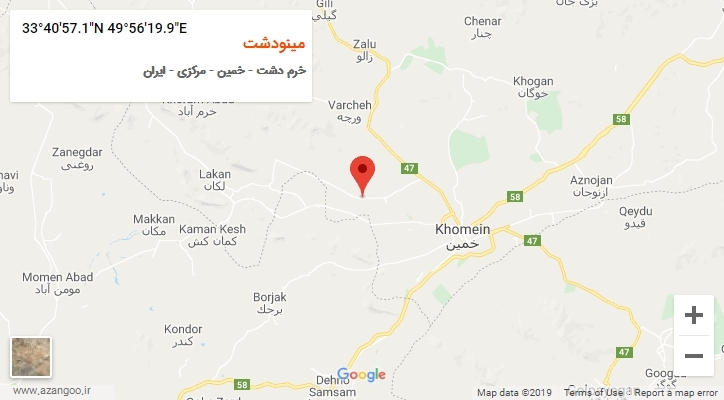 روستای مینودشت بر روی نقشه