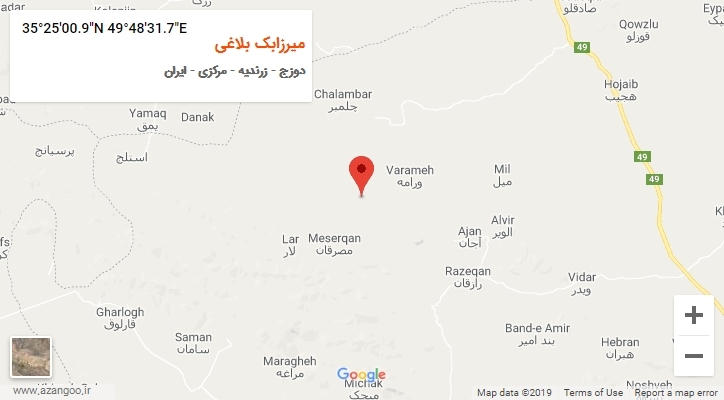 روستای میرزابک بلاغی بر روی نقشه