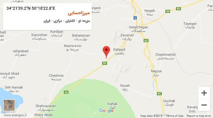 روستای میرزاحسابی بر روی نقشه