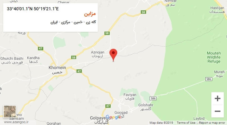 روستای مزاین بر روی نقشه