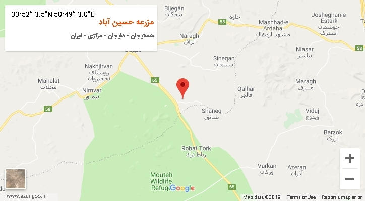روستای مزرعه حسین آباد بر روی نقشه