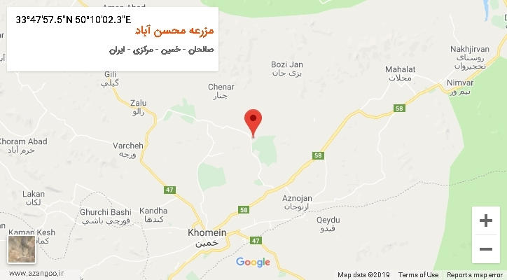 روستای مزرعه محسن آباد بر روی نقشه