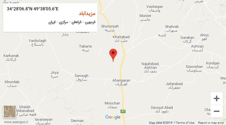 روستای مزیدآباد بر روی نقشه