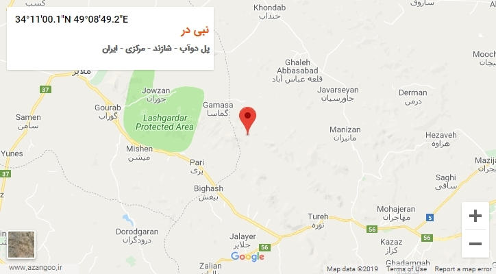 روستای نبی در بر روی نقشه