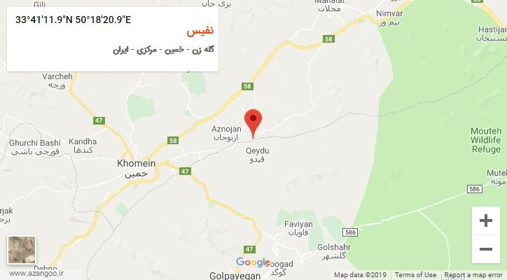 روستای نفیس بر روی نقشه