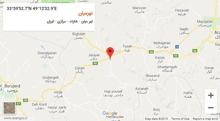 روستای نهرمیان بر روی نقشه