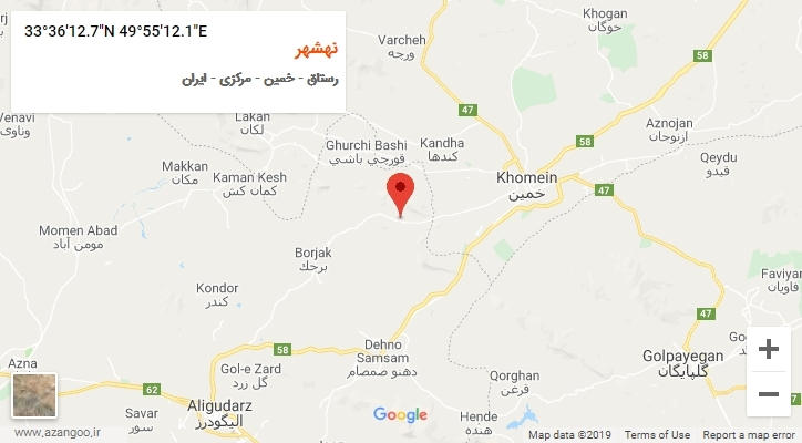 روستای نهشهر بر روی نقشه