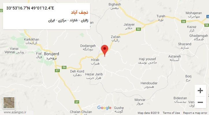 روستای نجف آباد بر روی نقشه