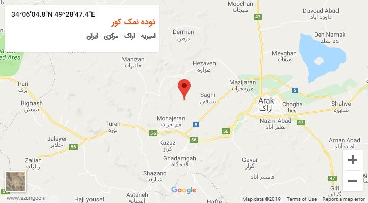 روستای نوده نمک کور بر روی نقشه