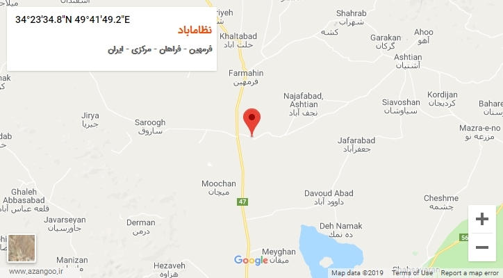 روستای نظاماباد بر روی نقشه